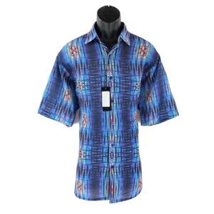 Bassiri Men's Casual Button-Down Shirt Royal Blue Navy Rust Green Size 3XL